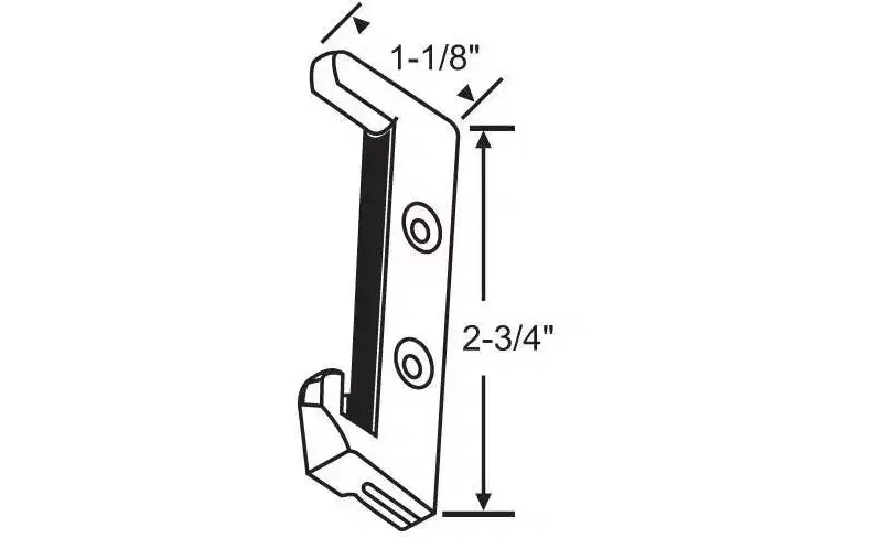 Brixwell Sliding Door Keeper, 2-3/4 Length, 1-1/8 Width, 2 Mounting Holes, Steel Material, Steel Finish