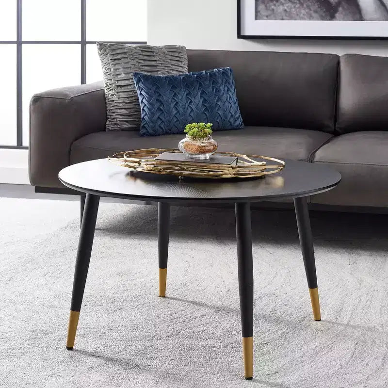 Beck Round Coffee Table - Black/Gold - Safavieh