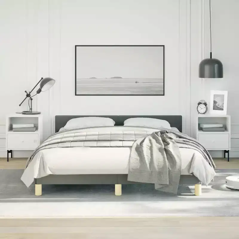 Bed Frame With Headboard Dark Grey