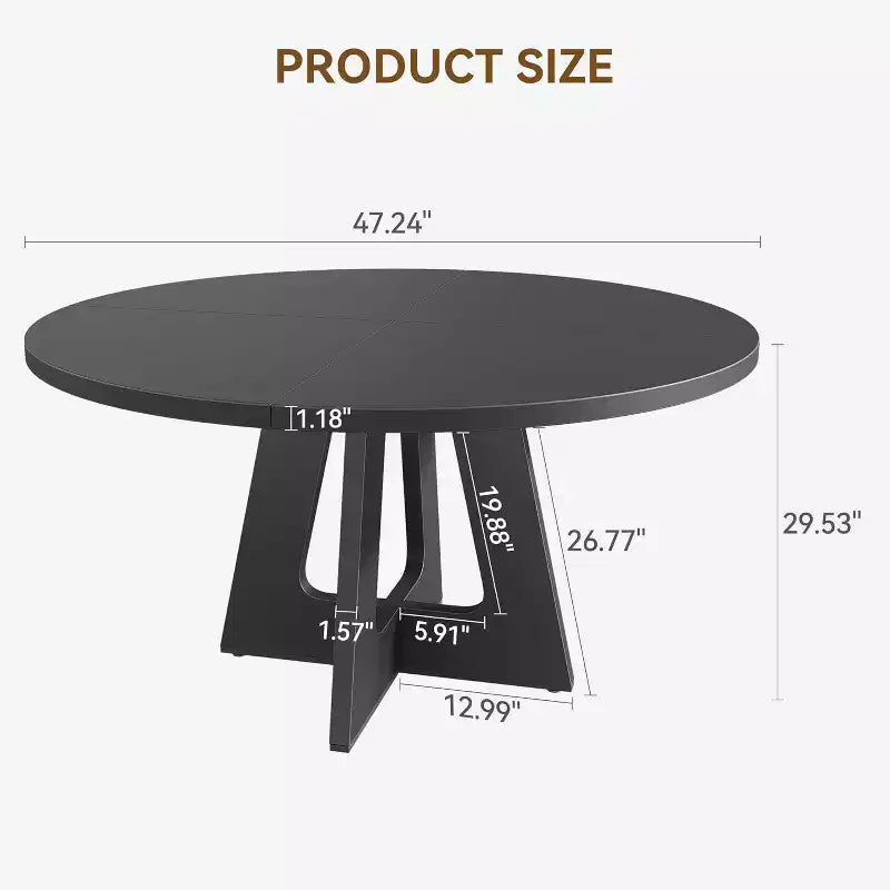 COZONY 47 Round Farmhouse Dining Table for 4C6, Large Rustic Gray Wooden Table for Dining Room or Living Room, Table Only