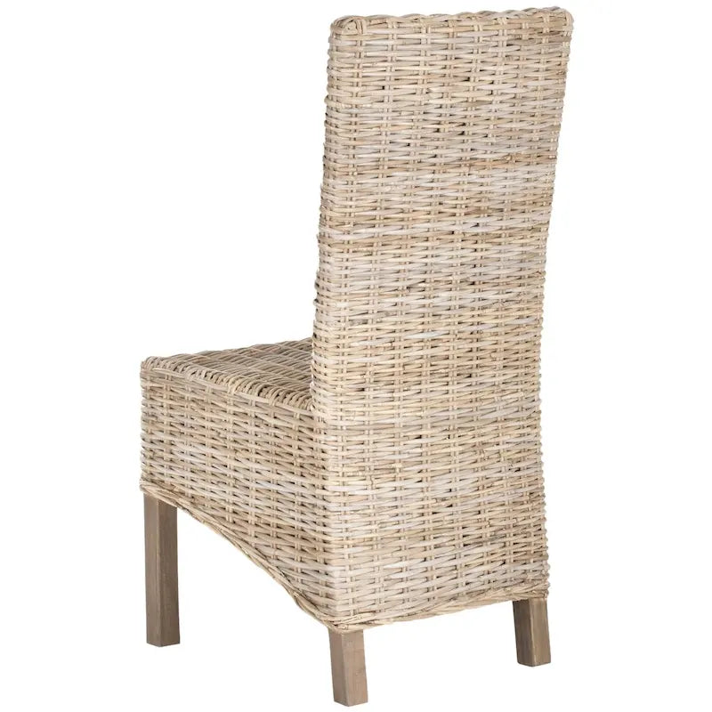 Set of 2 Natural Wicker Dining Chairs 19W x 22D x 41H, Boho Coastal Style