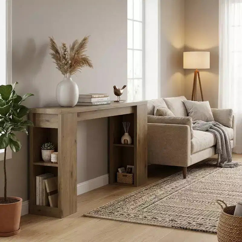 FurnitureR Console Table with Storage Shelves, Narrow Entryway Table Sofa Table for Hallway, Living Room, Entryway Storage Organizer
