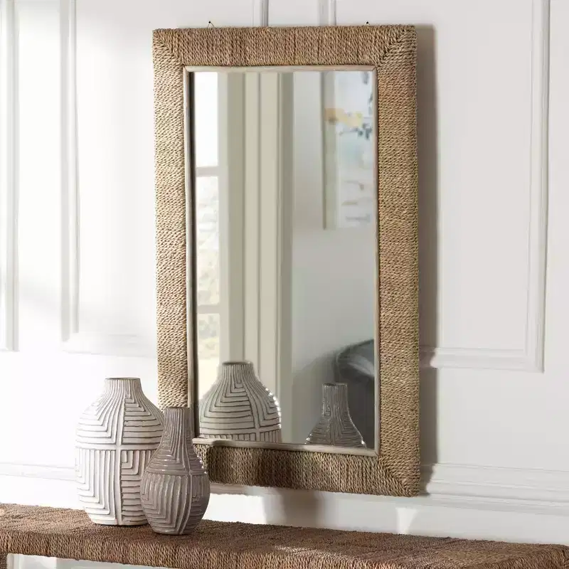 Natural Seagrass Rectangular Wall Mirror, 22