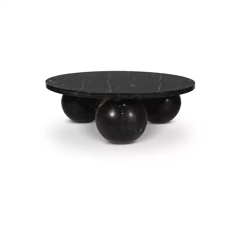Round Marble Coffee Table with Sphere Legs, Multicolor, Seats 4�?