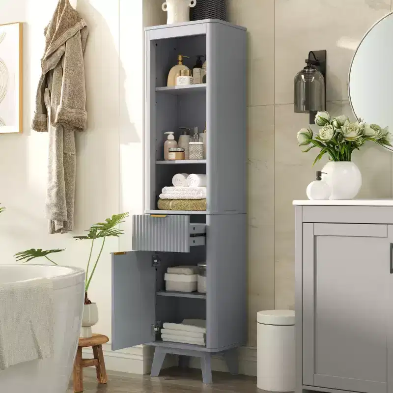 Christopher Knight Home Grayson Modern Wood Tall Bathroom Storage Cabinet with Drawer and Door