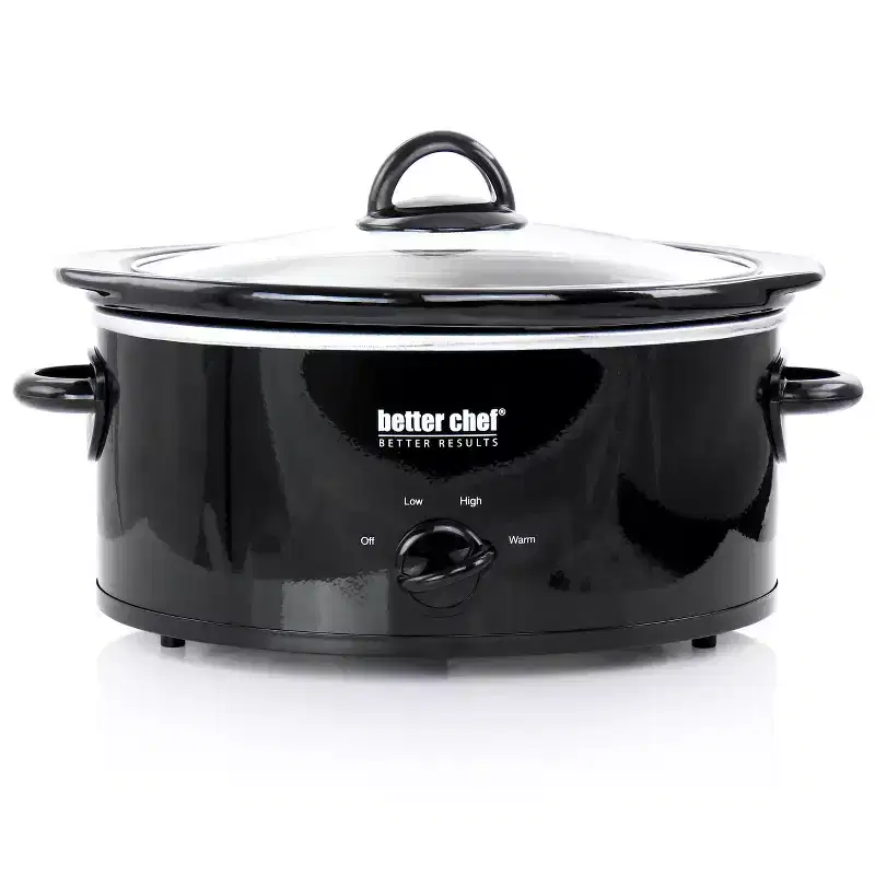 Better Chef 3 Quart Oval Slow Cooker with Removable Stoneware Crock in Black