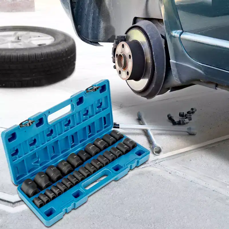 VEVOR Impact Socket Set 1/2 Inches 26 Piece Impact Sockets, Shallow Socket, 6-Point Sockets, Rugged Construction, 1/2 Inches Drive Socket Set