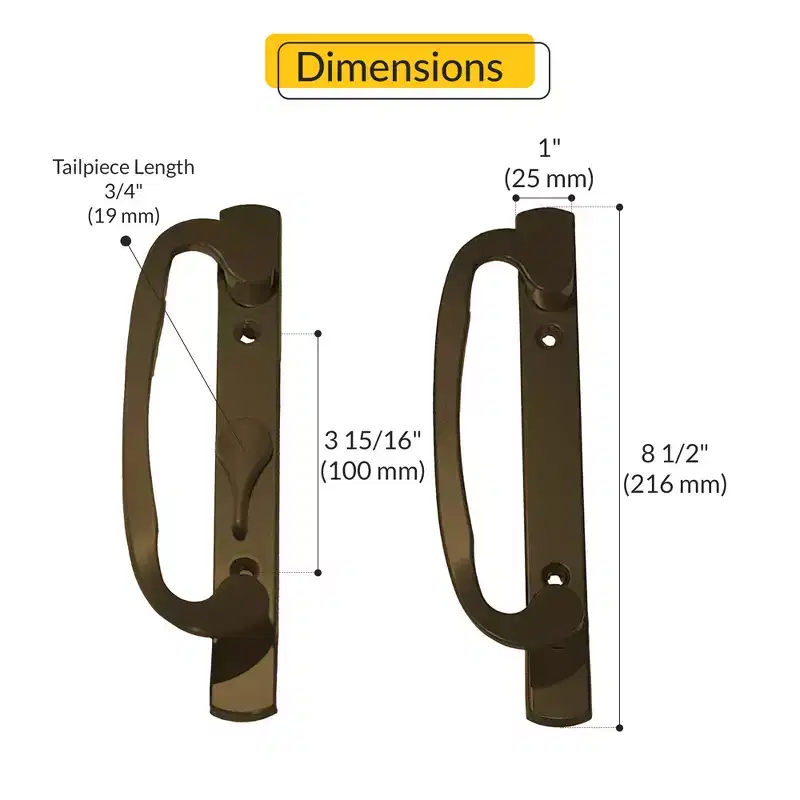 Brixwell 13-291bz Patio Door Handle Center Latch Without With Key Type Bronze Finish