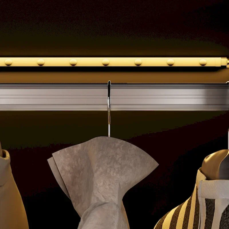 Armoire de rangement avec éclairage LED et portes entièrement vitrées, style dressing.