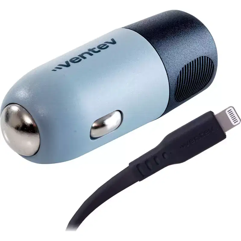 Ventev 20W Ultrafast Usb-C Universal Car Charger And Usb-C To Apple Lightning Cable Gray