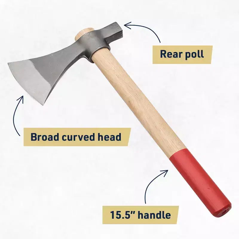 Camping Hatchet-15.5 Tomahawk Axe with Drop-Forged Carbon Steel Blade with 4.5 Curved Cutting Edge-USA Hickory Handle Camp Axe for Splitting Wood