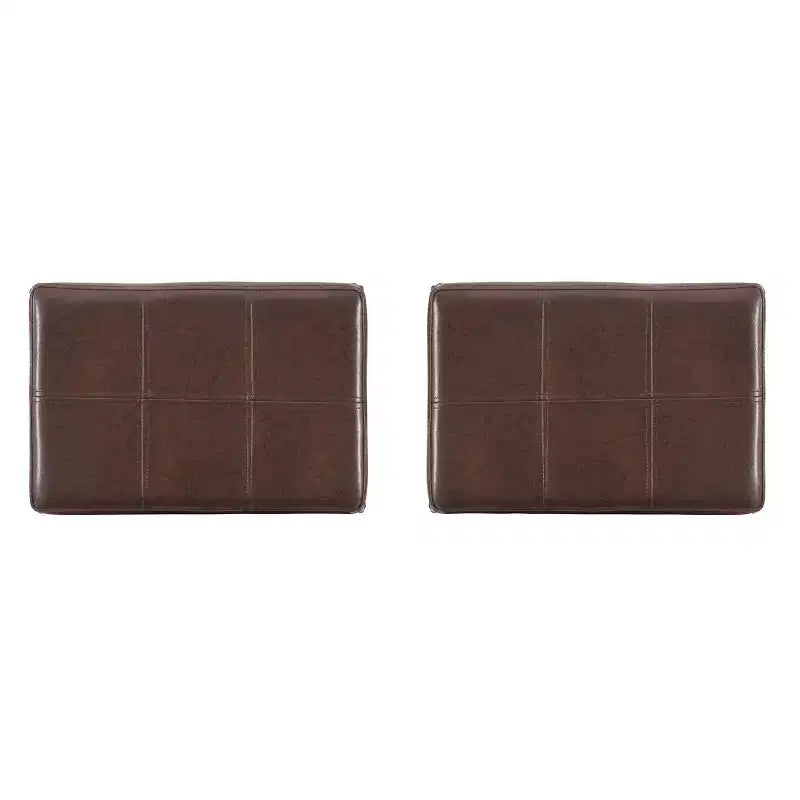 Set of 2 Faux Leather Barstools - Armless, Backless with Footrest, Fixed Height
