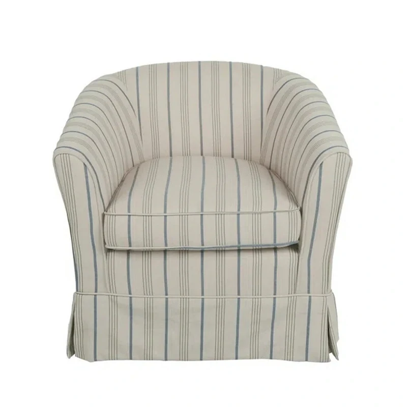 Accent Swivel Chair, Modern Round Barrel Back, Soft White Gray Fabric