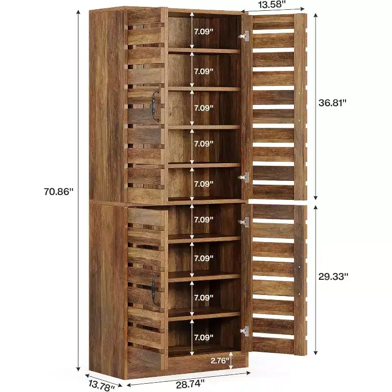 Armoire à chaussures Lantine de 70,8 cm de haut avec portes à persiennes, meuble de rangement vertical à 9 niveaux pour 27 paires de chaussures
