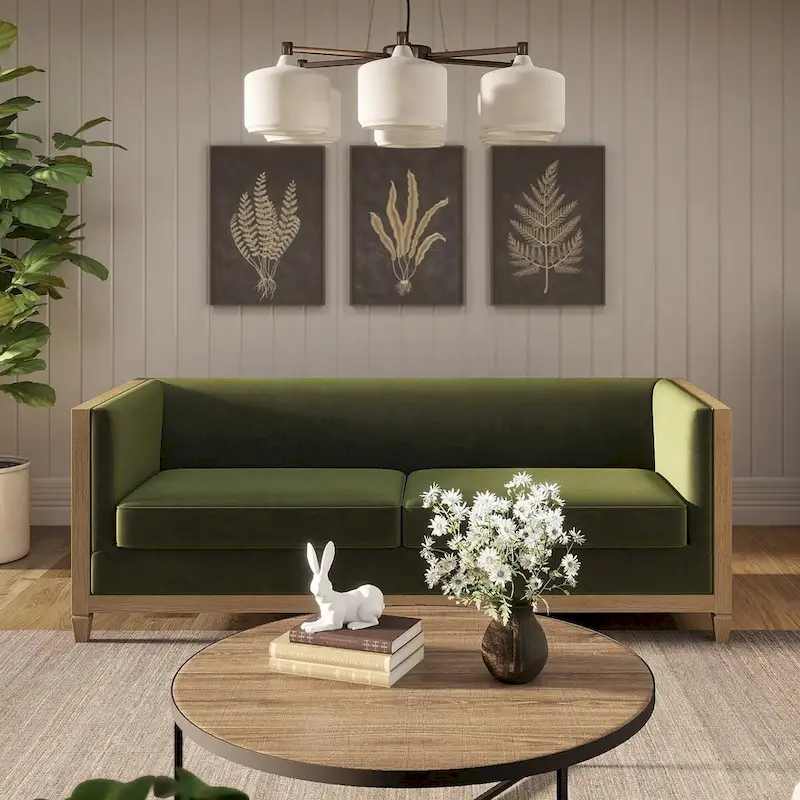 Georgia 81 Oak Wood & Rattan Sofa