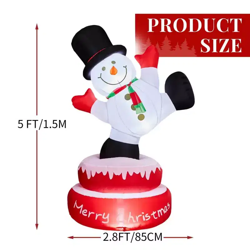 NAYSAYE 4.8FT Rotating Snowman Inflatable Christmas Decoration Festive Holiday Yard Display for Home Garden, 33.5*33.5*57.1