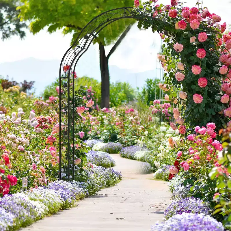 Costway 99 Tall Garden Arch Arbor Trellis w/6 Combination Ways & 2 Installation Methods