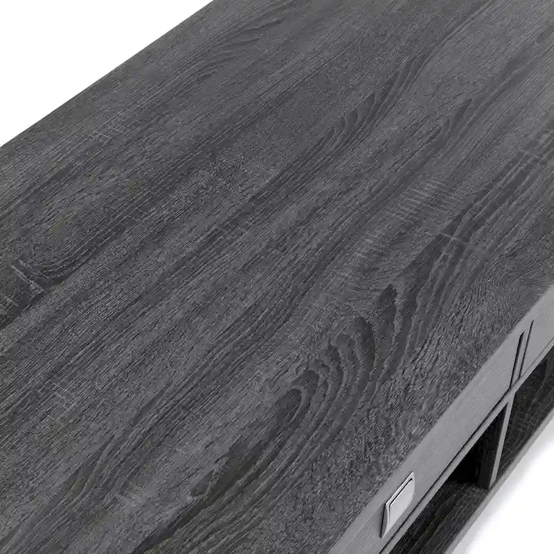 Modern Gray Flared Storage End Table with Drawer and Open Shelf