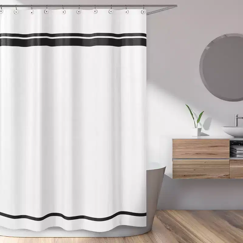 Sweet Jojo Designs Shower Curtain 72in.x72in. Hotel White and Black