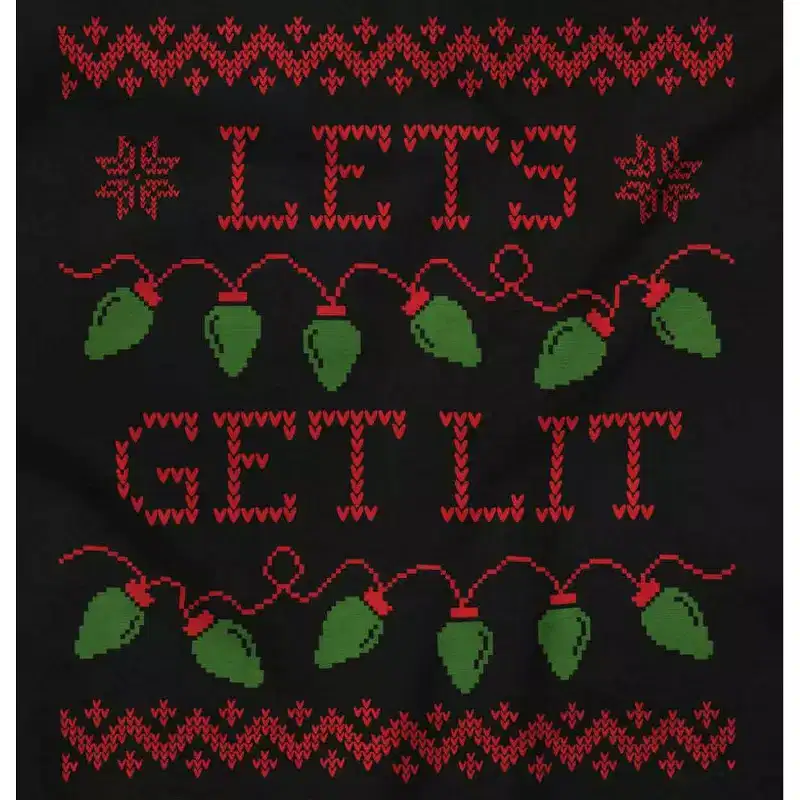 Ugly Christmas Lights Lets Get Lit Hoodie Sweatshirt Women Men Brisco Brands