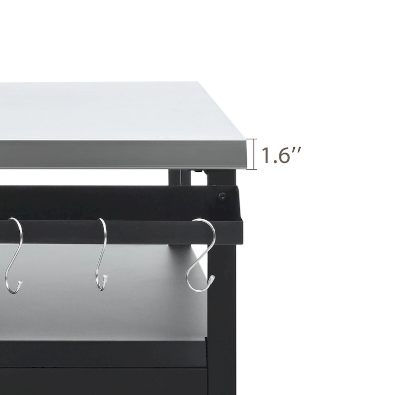 Îlot de cuisine extérieure avec plateau en acier inoxydable, chariot de barbecue en métal avec meuble de rangement - Non applicable