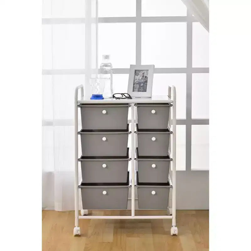 BrylaneHome 8-Drawer Rolling Cart