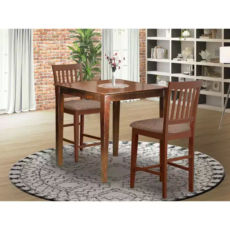 Counter Height Table Set 3pc - Modern Square Dining Table & Stools for Kitchens