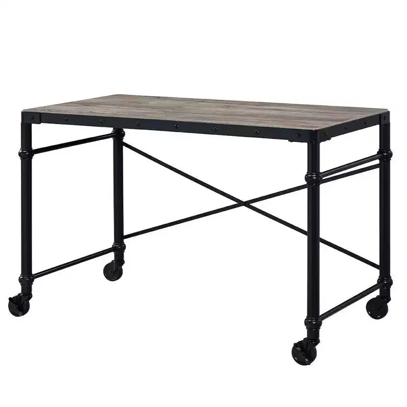 47 Industrial Writing Desk, Rustic Oak & Black