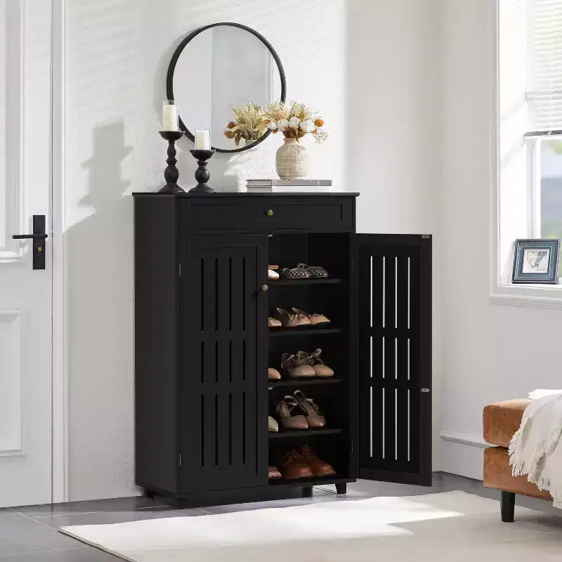 Yaheetech Adjustable 5-Tier Shoe Storage Cabinet with Louvered Door
