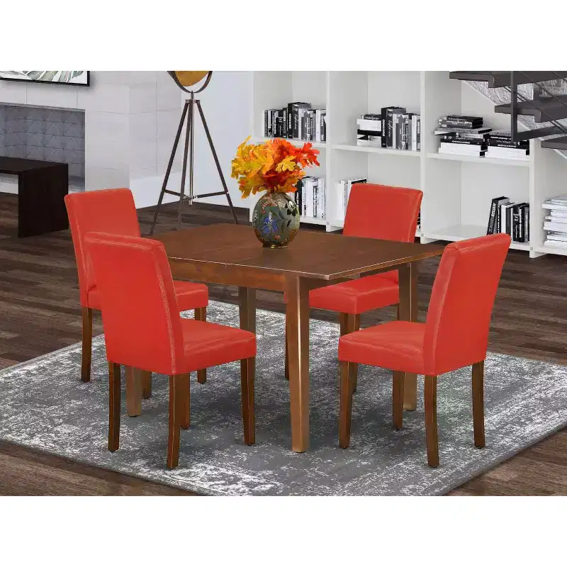 Dinette Set 5Pc Rectangle Table & 4 Chairs - Firebrick Red - Island Interiors