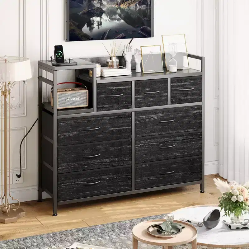 Bedroom storage cabinet, nine-drawer dresser, multi-storage storage cabinet, modern design, easy to assemble, suitable for living room, hallway