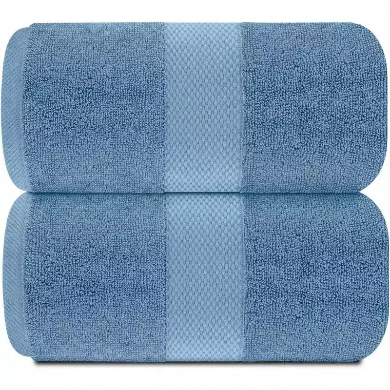Luxury Soft Bath Towels - 650 GSM, 35x70, Light Blue, 2 Pack