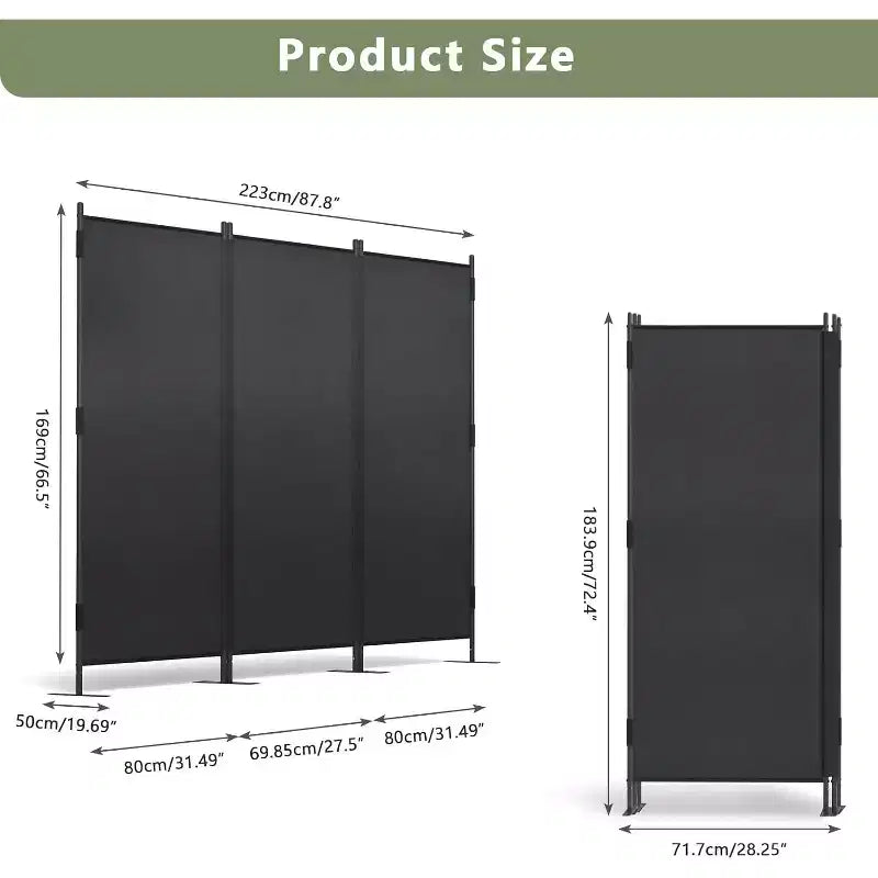 Sandinrayli 6Ft Room Divider Privacy Screen 2 Pack , Black