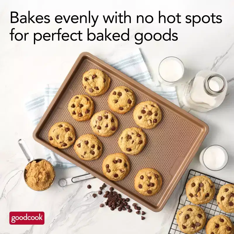 GoodCook 15"x10" Best Bake Cookie Sheet: Carbon Steel Baking Pan, Dishwasher-Safe, Rectangle, Brown