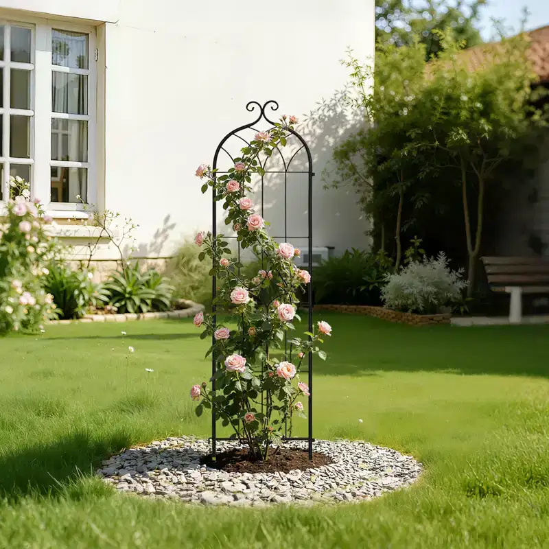 VEVOR Garden Trellis, 60 x 15 inch Rose Trellis, 4 Packs Garden Flower Rose Trellises with Powder-Coated Finish & Convenient Locking Design, Black