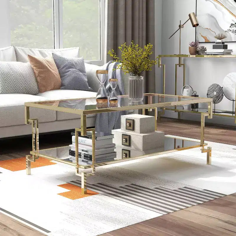 43" Costa Mesa Contemporary Coffee Table Champagne - miBasics