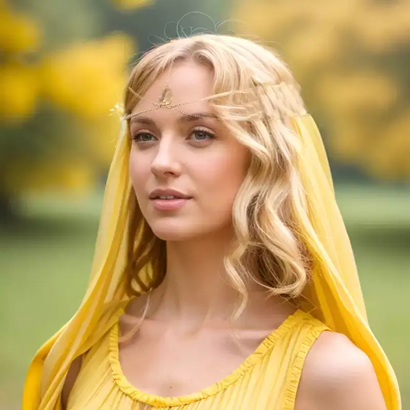 Unique Bargains Halloween Christmas Double-layer Tassel Chain Headpiece Gold Tone 1 Pc