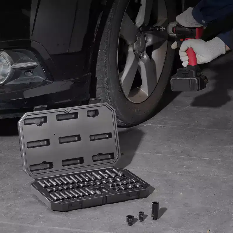 VEVOR Drive Impact Socket Set 1/4 - 14 Piece Deep Socket Set Metric 4-15mm - 6 Point Cr-Mo Alloy Steel for Auto Repair - Easy-to-Read,BLACK