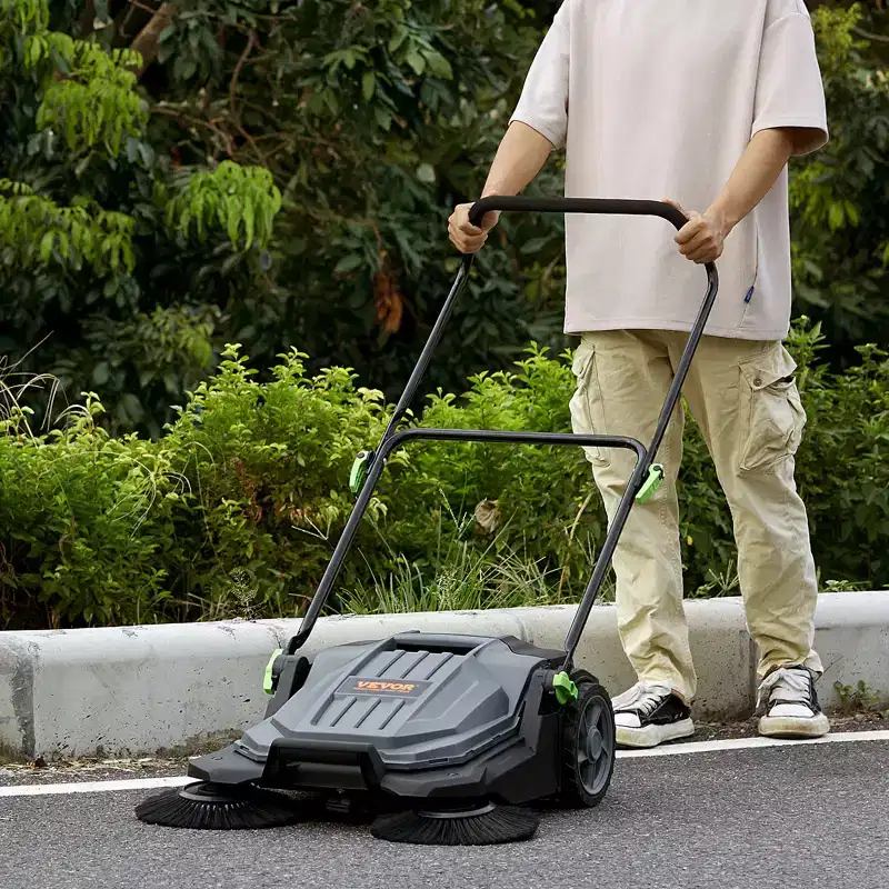 VEVOR Walk-behind Hand Push Floor Sweeper, 25.6 Sweeping Width Floor Sweeper Manual Non-Electric