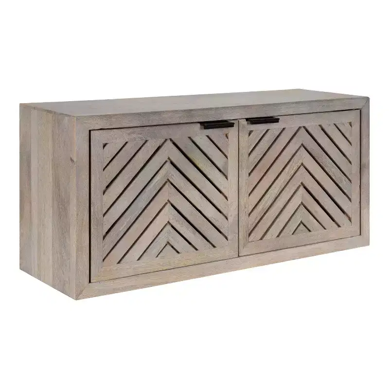 Kate & Laurel All Things Decor 30" x 10" x 14" Mezzeta Coastal Wall Cabinet with Doors, Mango Wood