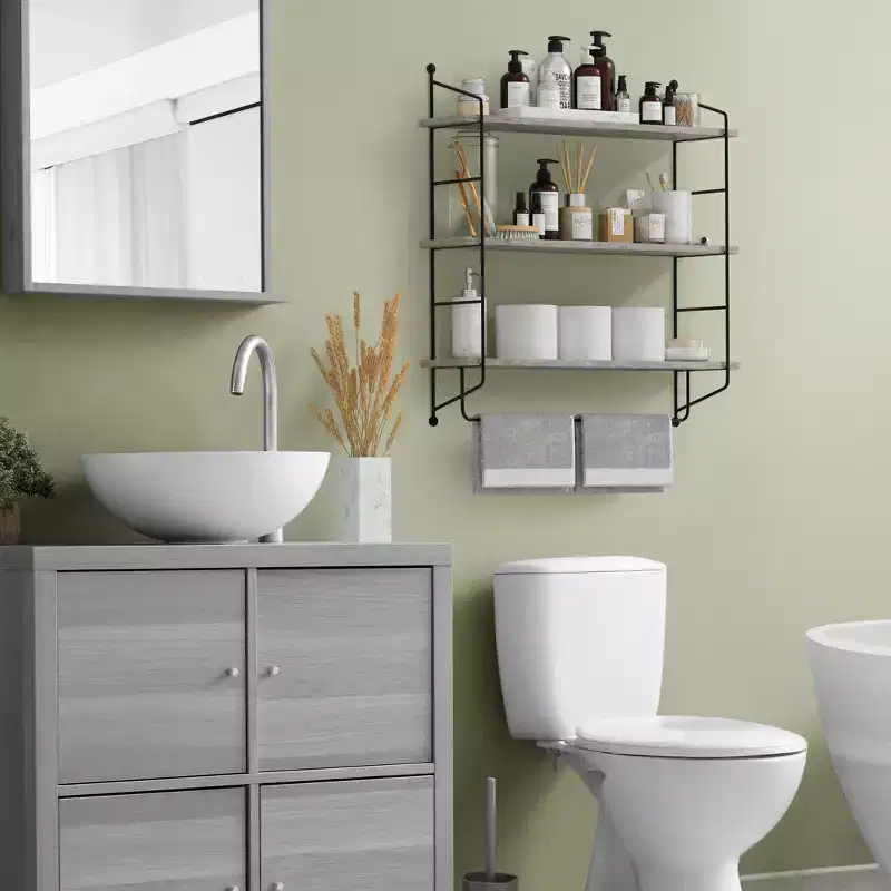 Sorbus 3-Tier Wooden Floating Shelves with Metal Brackets - Storage for Towels, Over the Toilet, Bathroom Accessories & More