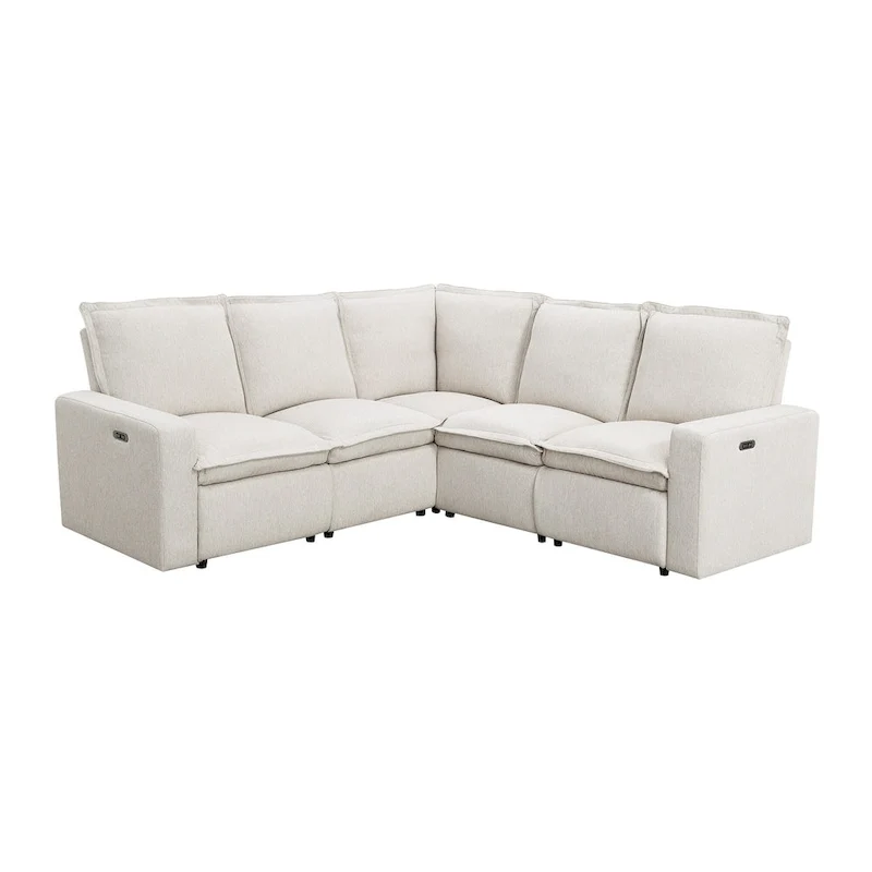 L-Shaped 5-Seater Power Recliner Sofa with USB Port
