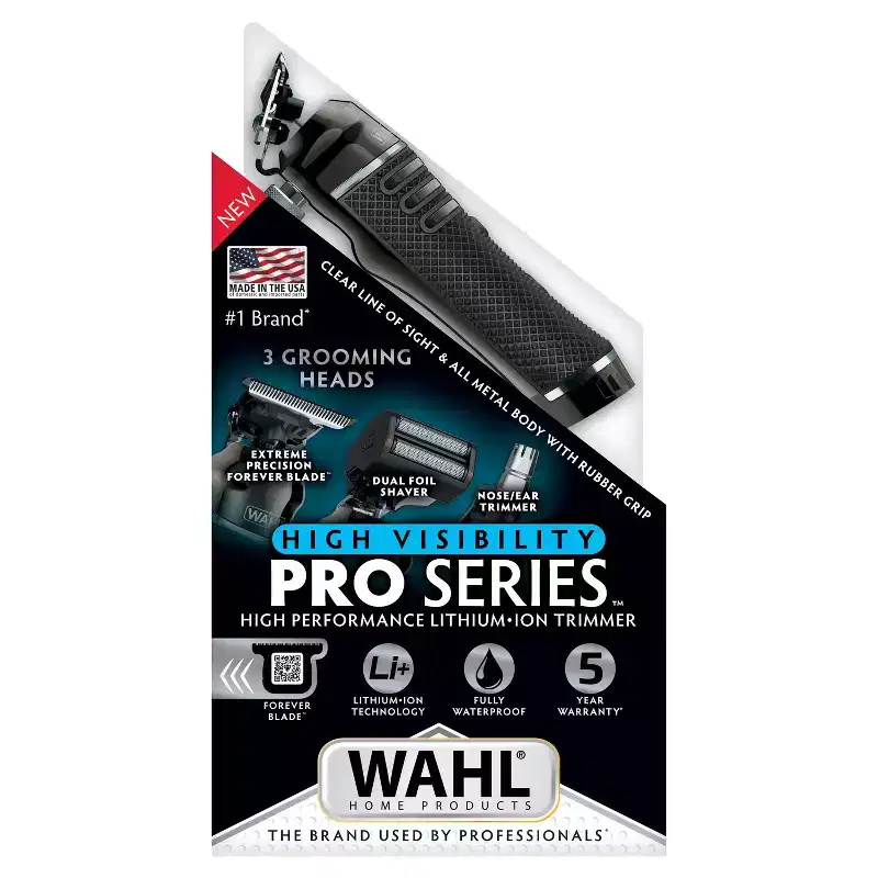Wahl Pro Series Premium High Visibility Cordless Electric Beard Trimmer, Shaver, and Nose Trimmer for Men