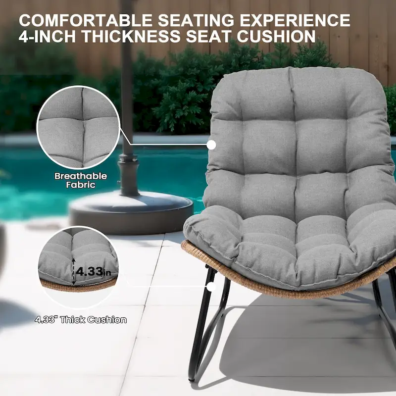 Fauteuils Papasan d'extérieur avec coussin, en rotin PE, confortables pour patio, avec table d'appoint