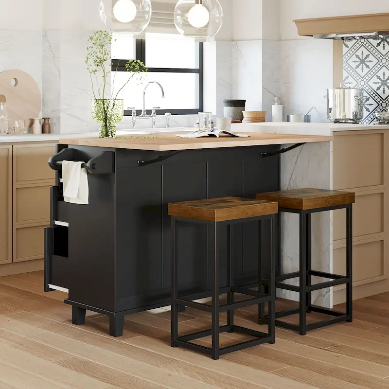 3-Piece Farmhouse Dining Set with Drop Leaf & 2 Chairs
