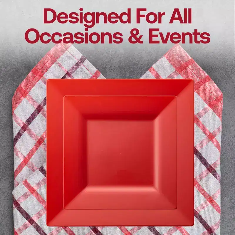 Smarty Had A Party Red Square Plastic Wedding Set - 30 Sets