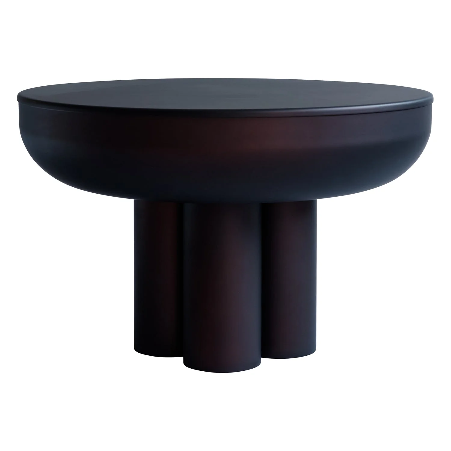 Brutalist Cast Aluminium Low Side Table with Floating Circular Top for Living Rooms