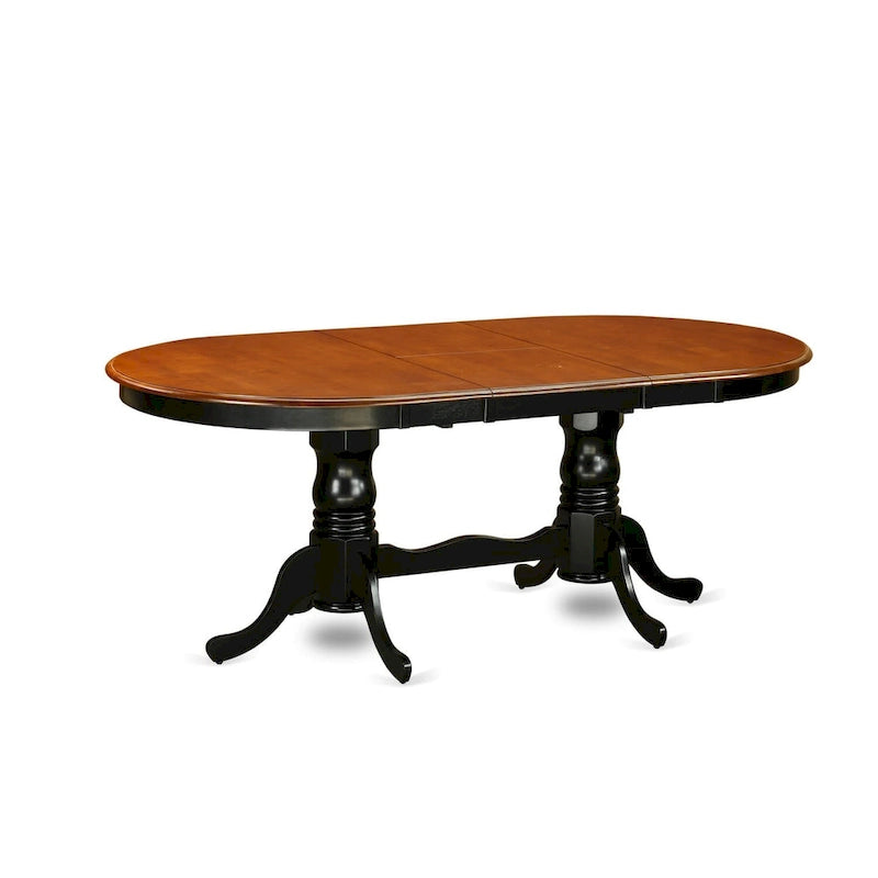 East West Furniture Dining Table Set- an Oval Dining Room Table and Wooden Seat Chairs, Black & Cherry (Pieces Options)
