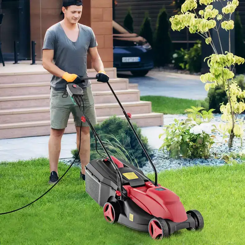 Costway Electric Corded Lawn Mower 10/12-AMP 13/14-Inch Walk-Behind Lawnmower with Collection Box