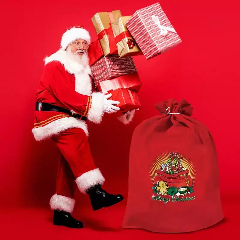 Forum Novelties Santa Claus 22 x 32 inch Red Felt Toy Sack| Santa Bag For Christmas Gifts
